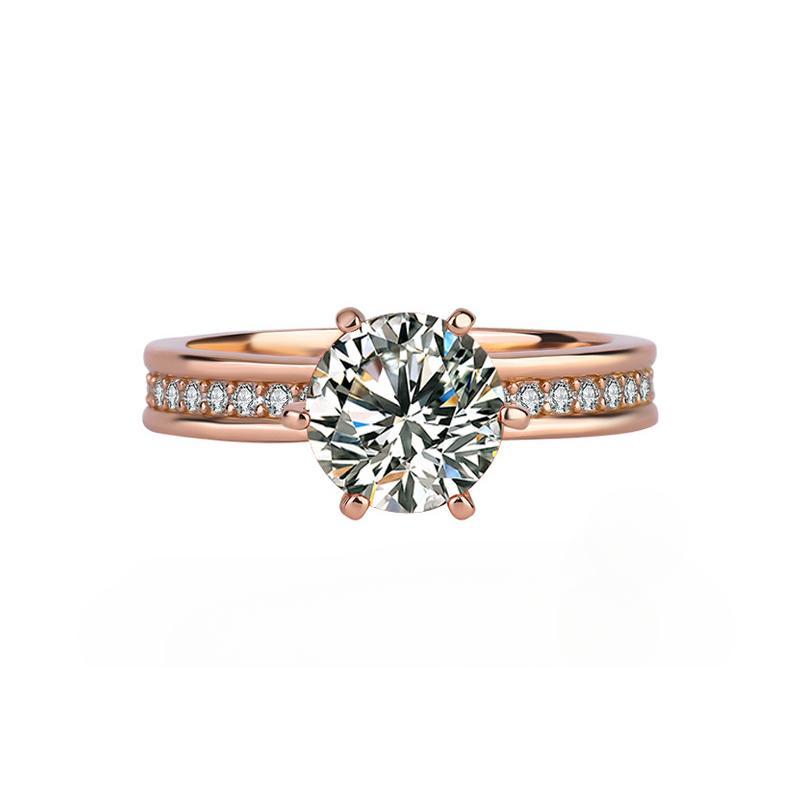 【#197】925 Sterling Silver 2CT Rose Gold Missnaite Ring