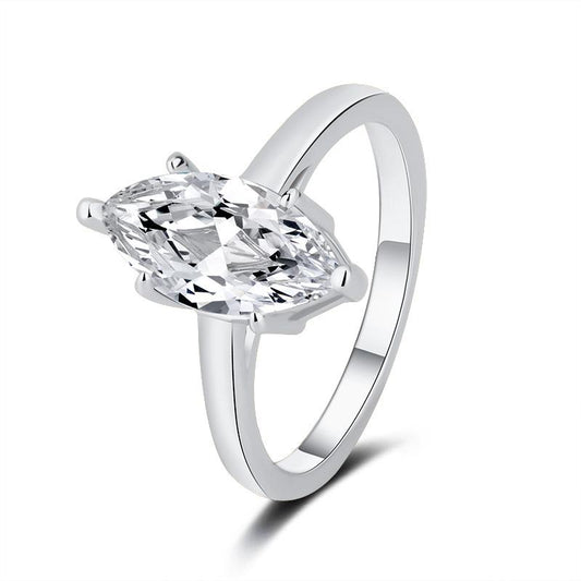 【#195】925 Sterling Silver Marquise Cut Moissanite Ring