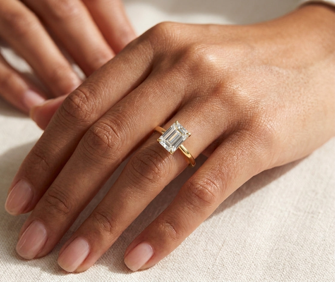 New Arrival #180】  925 Sterling Silver Emerald Cut Moissanite Ring Simple Rectangle Sparkling Gemstone Solitaire Engagement Proposal Wedding Band for Women