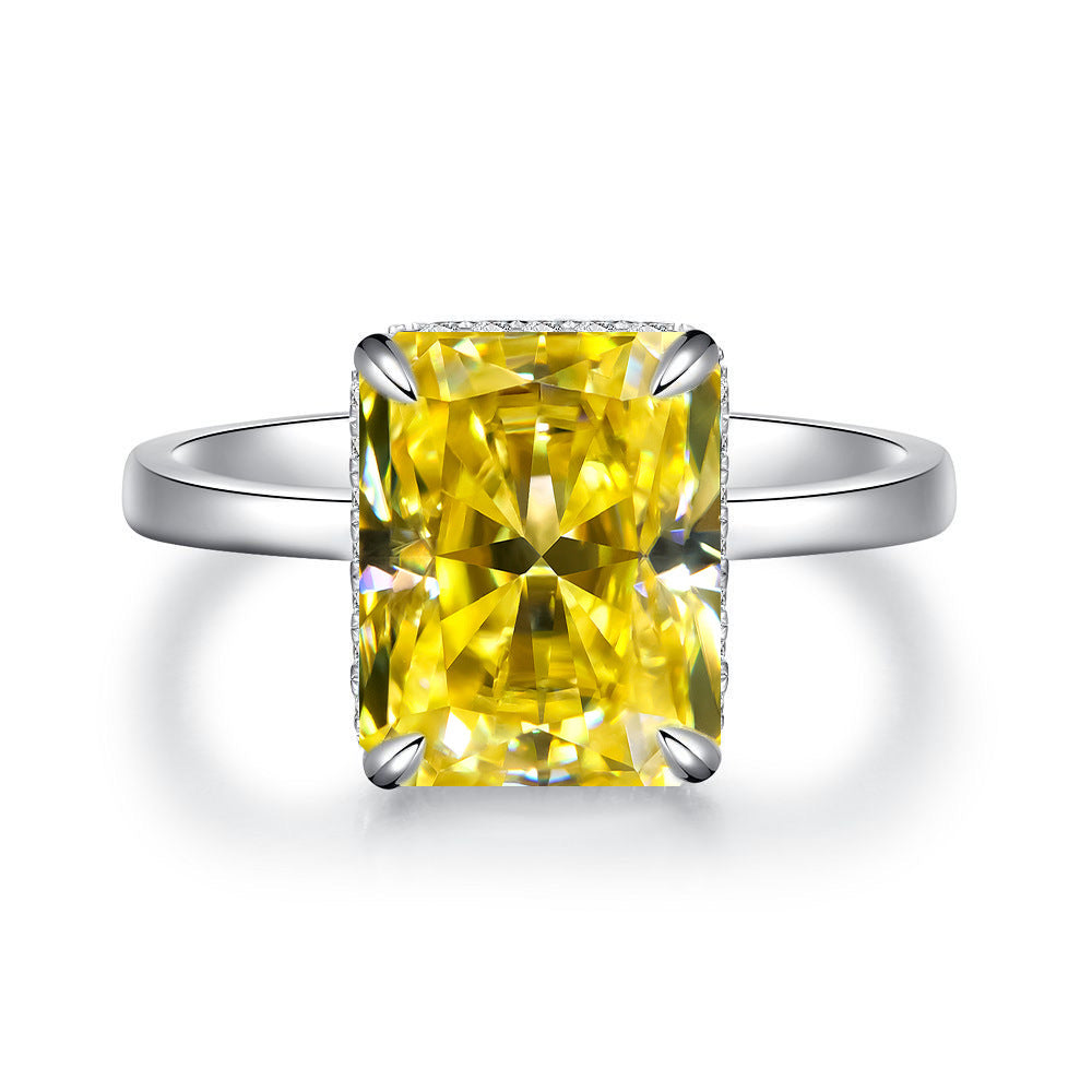 【H3】925 Sterling Silver 4CT Radiant Cut Moissanite Ring