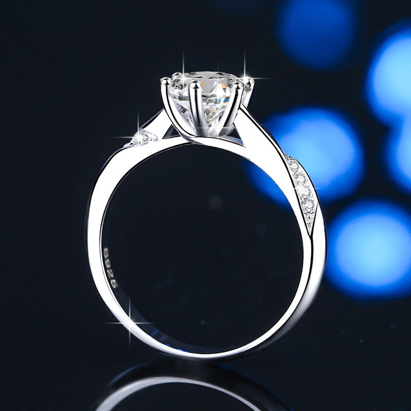 【#311】925 Sterling Silver Moissanite Ring Round Cut Solitaire Engagement Promise Rings for Women Jewelry Gift