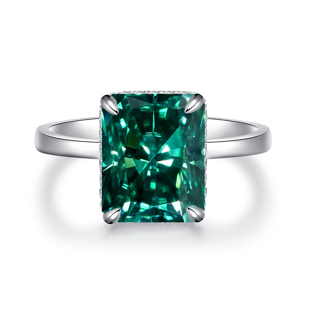 【H3】925 Sterling Silver 4CT Radiant Cut Moissanite Ring