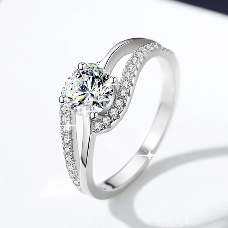 【#310】925 Sterling Silver Moissanite Ring Round Cut Twist Band Sparkle Gemstone Promise Engagement Rings for Women Jewelry Gift
