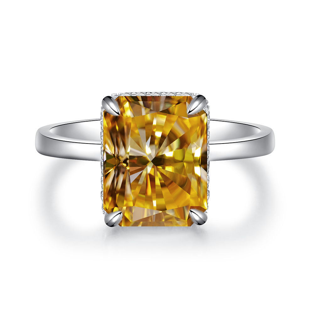 【H3】925 Sterling Silver 4CT Radiant Cut Moissanite Ring