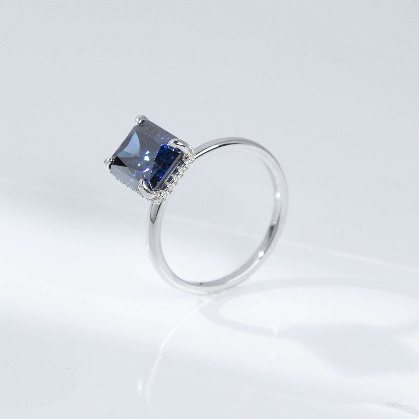 【H3】925 Sterling Silver 4CT Radiant Cut Moissanite Ring