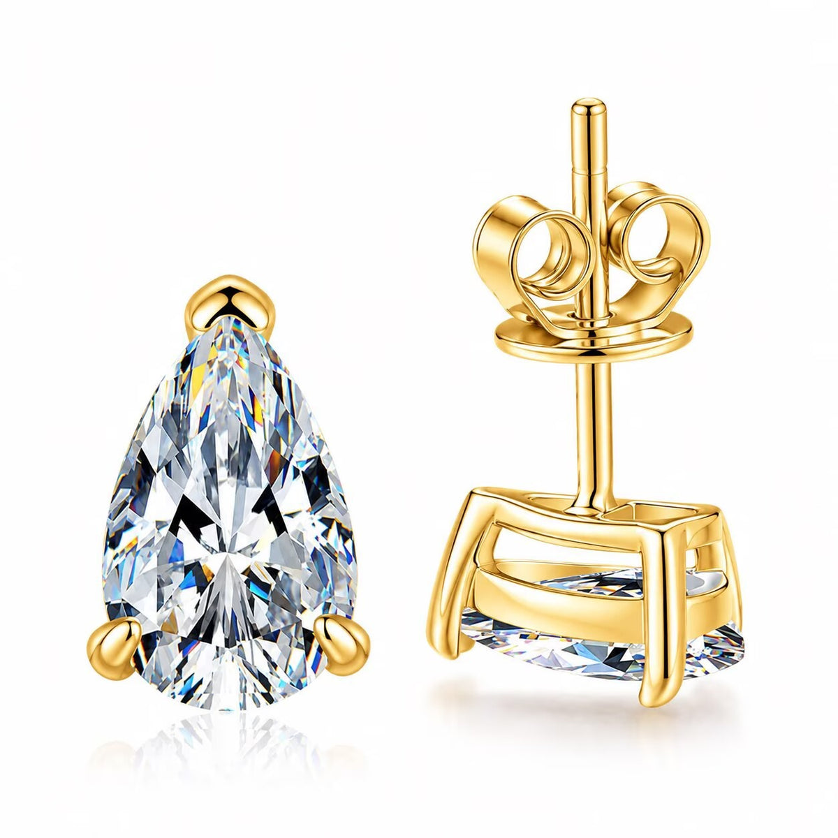 【#332】925 Sterling Silver Pear Cut 1ct  Moissanite Stud Earrings Sparkling Solitaire Ear Jewelry for Women Birthday Anniversary Gift