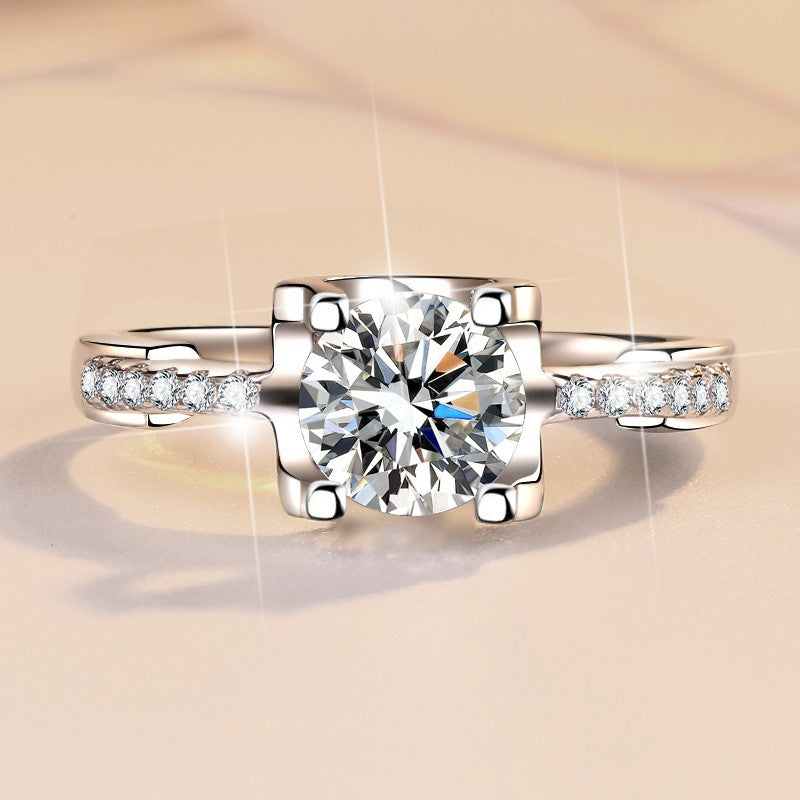 【#345】925 Sterling Silver Moissanite Ring Round Cut Sparkly Solitaire Engagement Ring Accessories Gift for Women