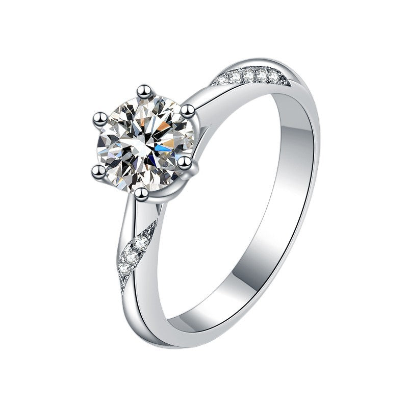 【#311】925 Sterling Silver Moissanite Ring Round Cut Solitaire Engagement Promise Rings for Women Jewelry Gift