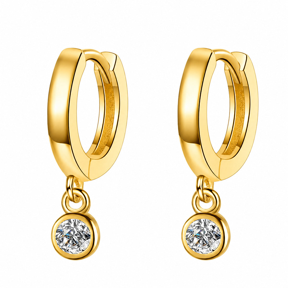 【#319】925 Sterling Silver Moissanite Dangle Earrings Round Sparkle Gemstone Huggie Hoops for Women Fine Jewelry Gift