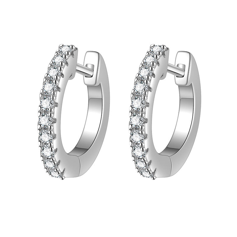 【#306】925 Sterling Silver Moissanite Huggie Hoop Earrings Sparkling Small Round Gem Ear Rings Elegant Fine Jewelry Gift for Women