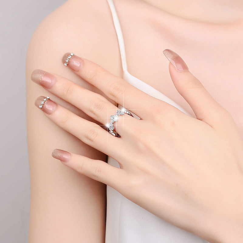 【#344】925 Sterling Silver Moissanite Flower Clover Ring Sparkly Gemstone Eternity Style Band Jewelry for Women Gift