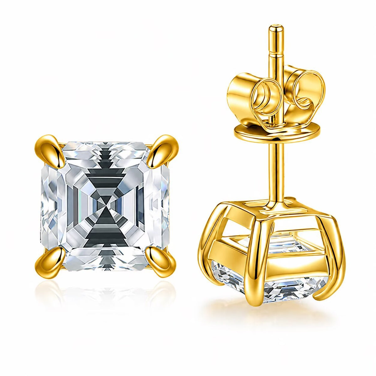 【#327】S925 Sterling Silver Moissanite Stud Earrings Square Cut Sparkle Fine Jewellery for Women Gift
