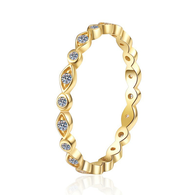 【#312】S925 Sterling Silver Moissanite Ring Marquise Round Geometric Stacking Band Fine Jewelry Gifts for Women