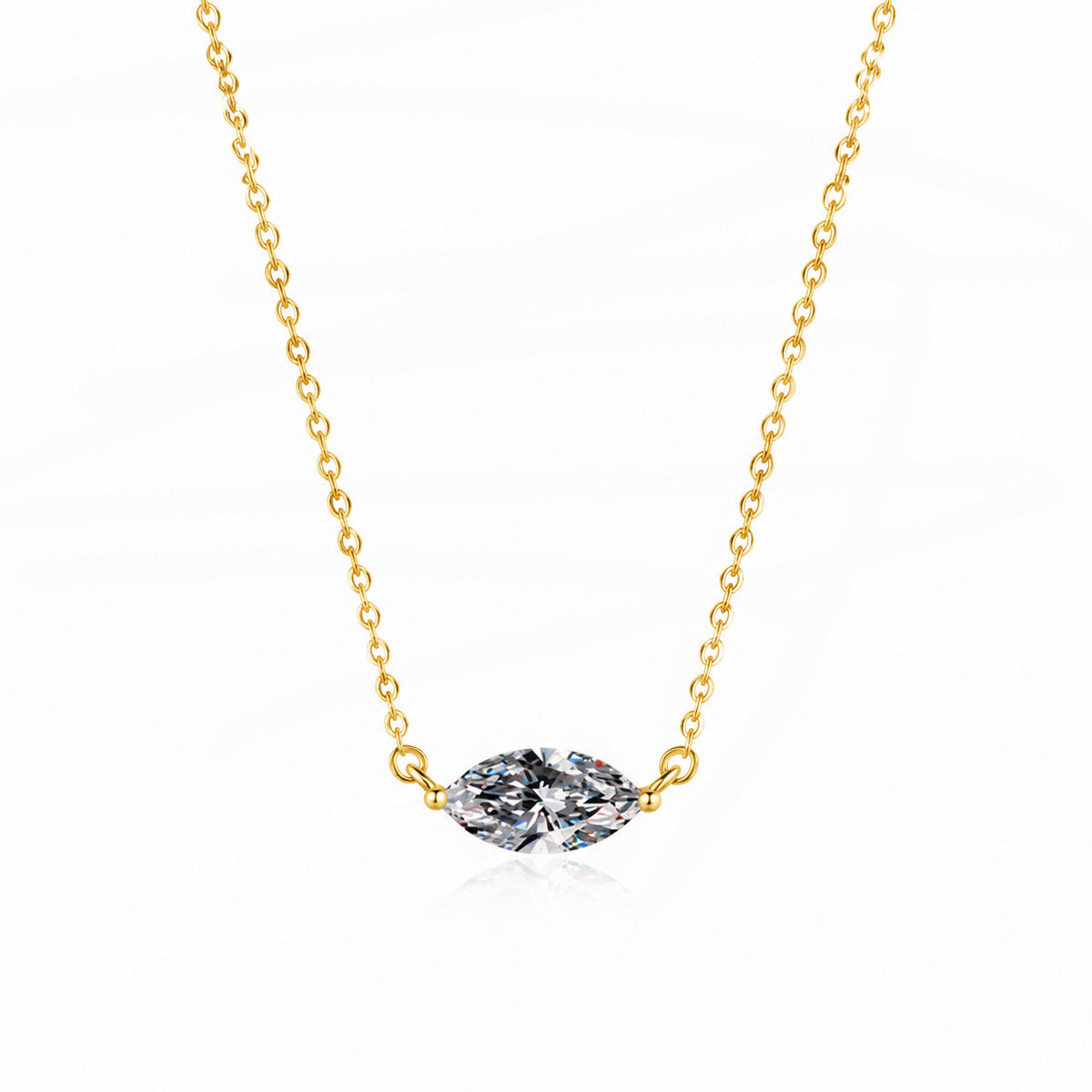 【#313】925 Sterling Silver Marquise Cut Moissanite Pendant Necklace for Women Elegant Sparkle Gemstone Collar Chain Jewelry Gift