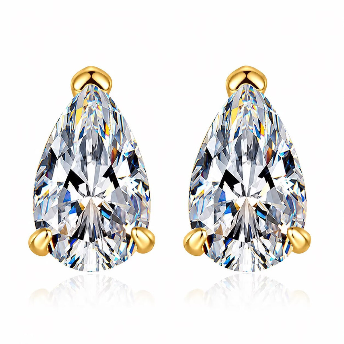 【#332】925 Sterling Silver Pear Cut 1ct  Moissanite Stud Earrings Sparkling Solitaire Ear Jewelry for Women Birthday Anniversary Gift