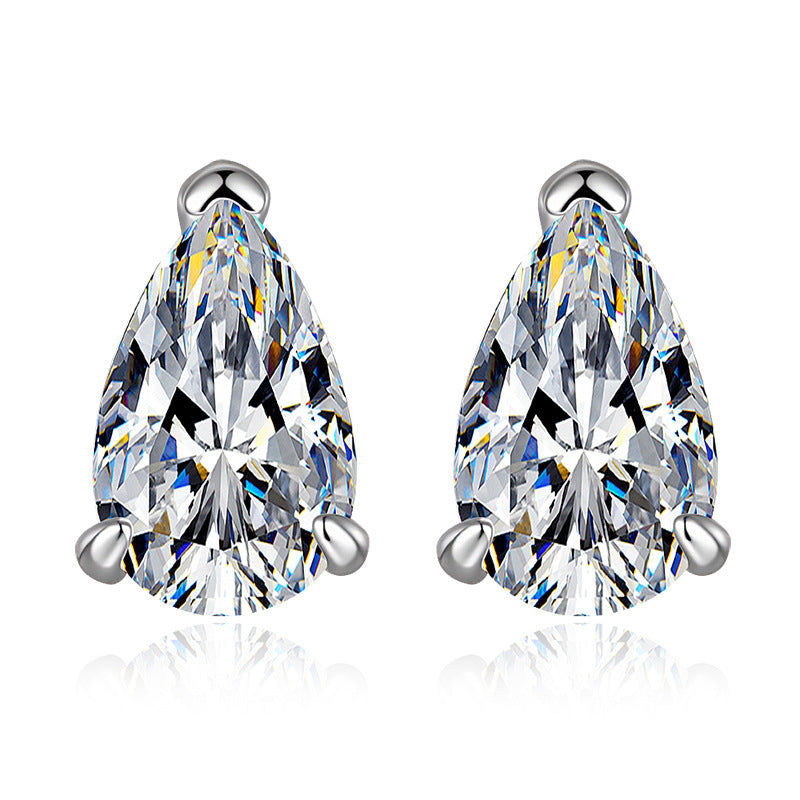 【#332】925 Sterling Silver Pear Cut 1ct  Moissanite Stud Earrings Sparkling Solitaire Ear Jewelry for Women Birthday Anniversary Gift