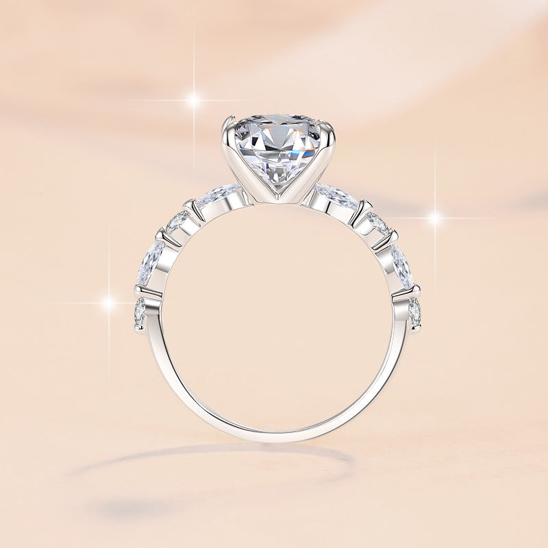 【#340】925 Sterling Silver Princess Cut Moissanite Ring Square Sparkling Engagement Promise Rings Fine Jewelry for Women Gift