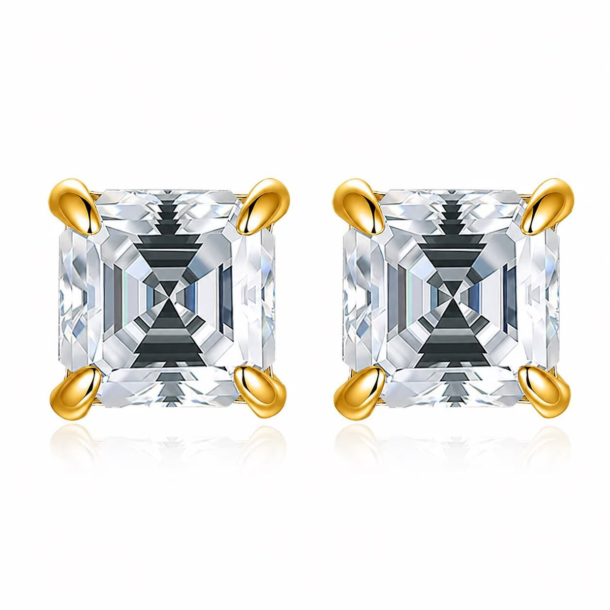 【#327】S925 Sterling Silver Moissanite Stud Earrings Square Cut Sparkle Fine Jewellery for Women Gift