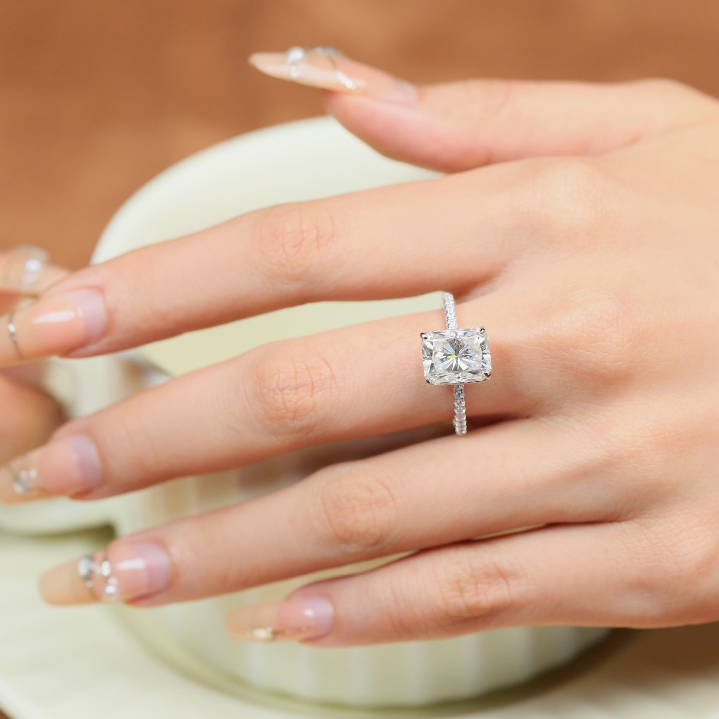【H2】925 Sterling Silver 4CT Radiant Cut Moissanite Ring