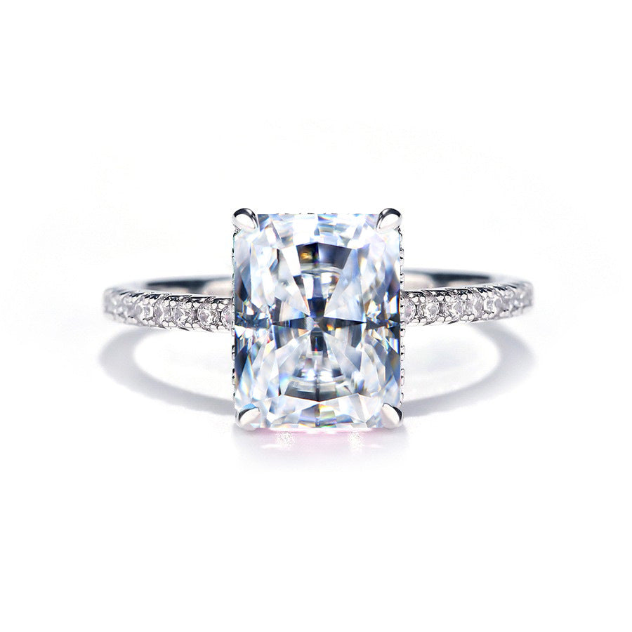 【H2】925 Sterling Silver 4CT Radiant Cut Moissanite Ring