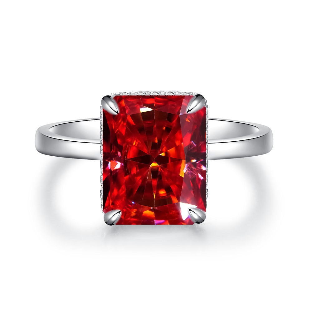 【H3】925 Sterling Silver 4CT Radiant Cut Moissanite Ring