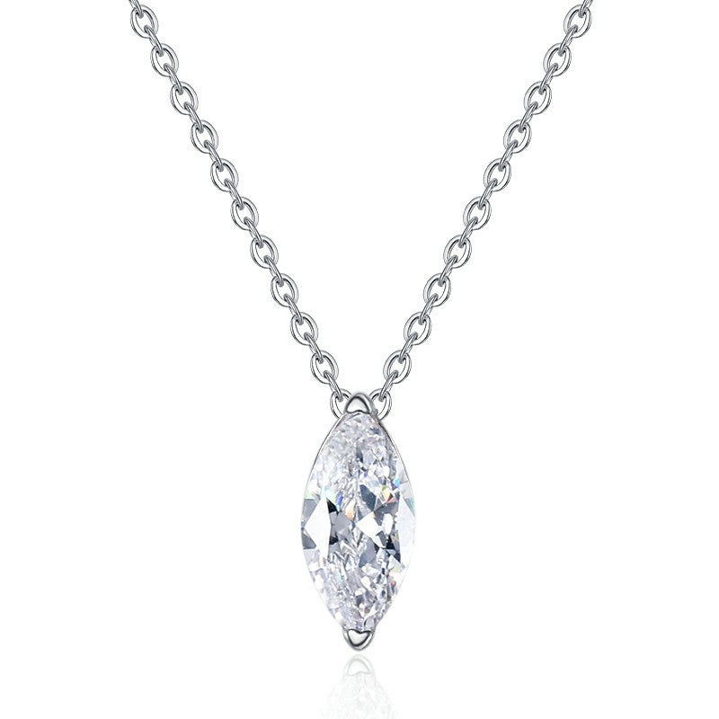 【#305】Marquise Cut Moissanite Pendant Necklace in 925 Sterling Silver | 1ct Solitaire | D Color VVS1 | Chain Included