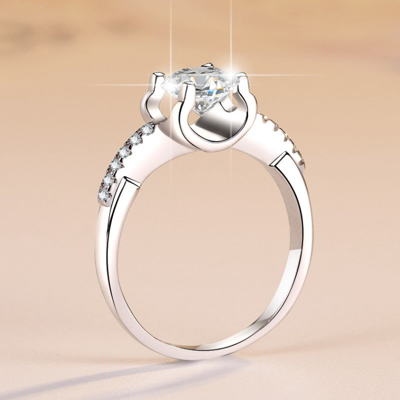 【#345】925 Sterling Silver Moissanite Ring Round Cut Sparkly Solitaire Engagement Ring Accessories Gift for Women