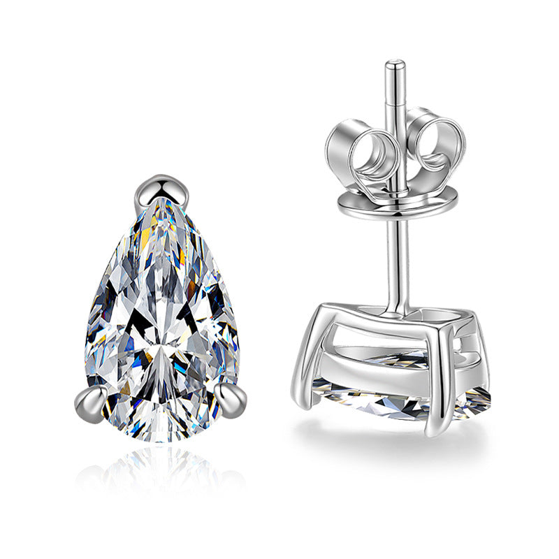 【#332】925 Sterling Silver Pear Cut 1ct  Moissanite Stud Earrings Sparkling Solitaire Ear Jewelry for Women Birthday Anniversary Gift