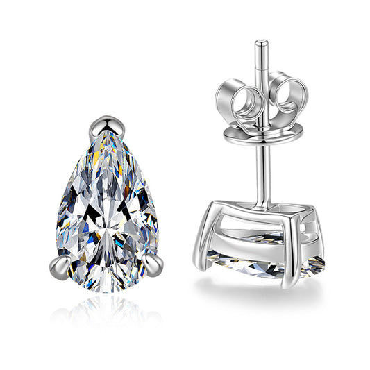 【#332】925 Sterling Silver Pear Cut 1ct  Moissanite Stud Earrings Sparkling Solitaire Ear Jewelry for Women Birthday Anniversary Gift