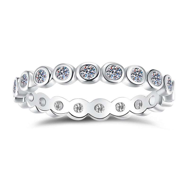 【#315】S925 Sterling Silver Moissanite Bezel Bubble Ring D Color Sparkle Wedding Engagement Stacking Rings Fine Jewelry