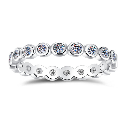 【#315】S925 Sterling Silver Moissanite Bezel Bubble Ring D Color Sparkle Wedding Engagement Stacking Rings Fine Jewelry