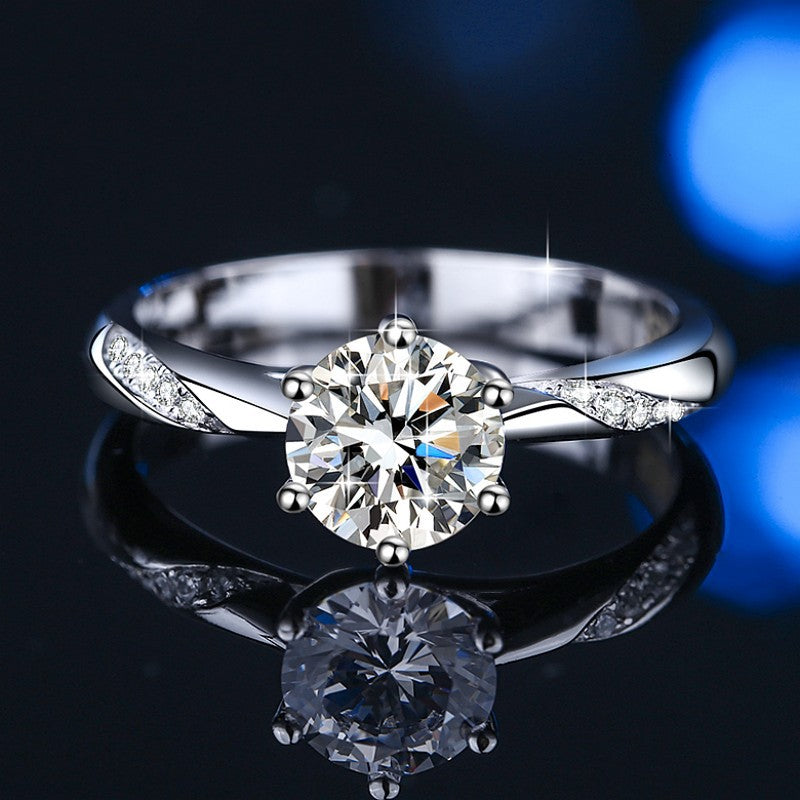 【#311】925 Sterling Silver Moissanite Ring Round Cut Solitaire Engagement Promise Rings for Women Jewelry Gift