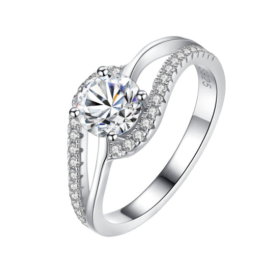 【#310】925 Sterling Silver Moissanite Ring Round Cut Twist Band Sparkle Gemstone Promise Engagement Rings for Women Jewelry Gift