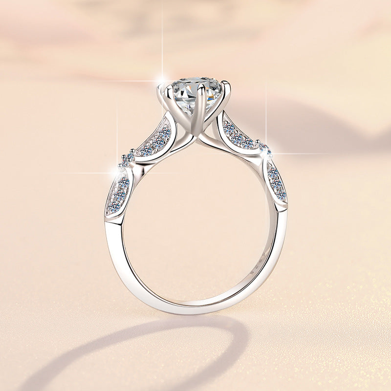 【#330】925 Sterling Silver Moissanite Ring Round Cut Solitaire Engagement Ring Classic Fine Jewelry for Women Anniversary Gift
