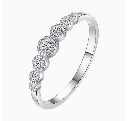 【#326】Dainty S925 Sterling Silver Moissanite Cluster Ring Vintage Everyday Wear Jewelry Gift for Her