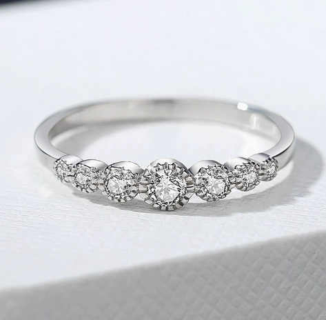【#326】Dainty S925 Sterling Silver Moissanite Cluster Ring Vintage Everyday Wear Jewelry Gift for Her