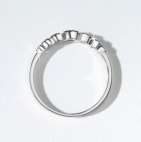 【#326】Dainty S925 Sterling Silver Moissanite Cluster Ring Vintage Everyday Wear Jewelry Gift for Her