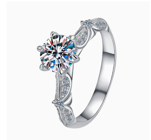 【#330】925 Sterling Silver Moissanite Ring Round Cut Solitaire Engagement Ring Classic Fine Jewelry for Women Anniversary Gift