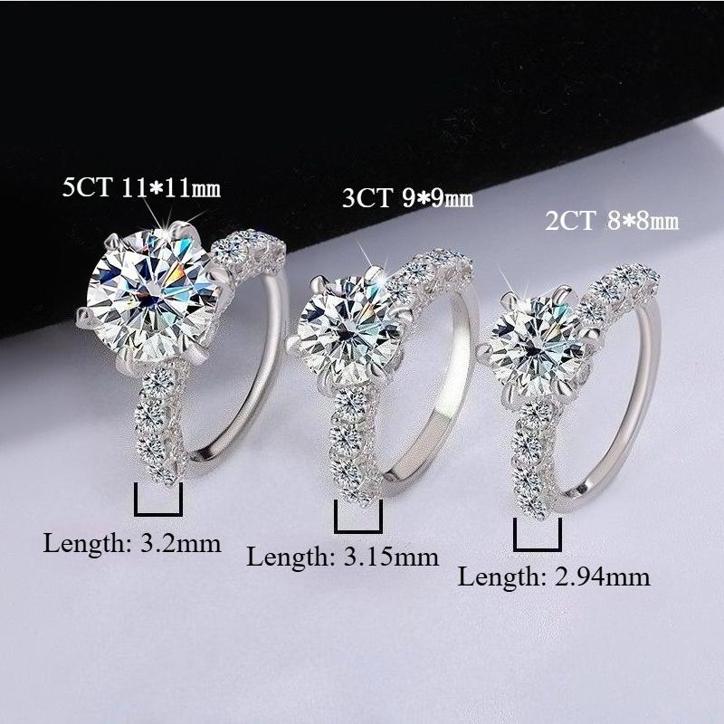 【#19】925 Sterling Silver Round Shape Moissanite Ring For Engagement And Wedding