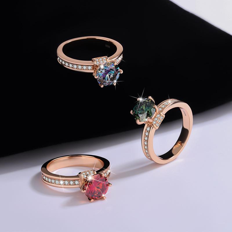 【#197】925 Sterling Silver 2CT Rose Gold Missnaite Ring