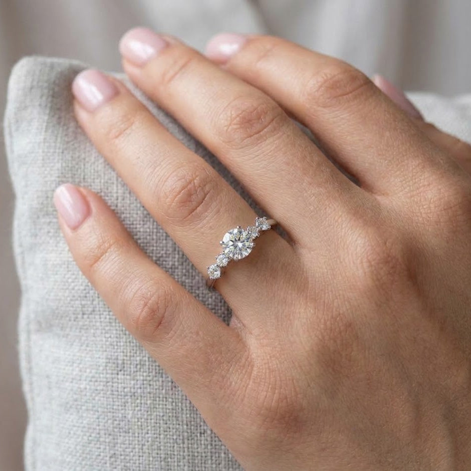 【#314】925 Sterling Silver 1ct Moissanite Ring Round Sparkle Engagement Wedding Promise Rings for Women Fine Jewelry Gift