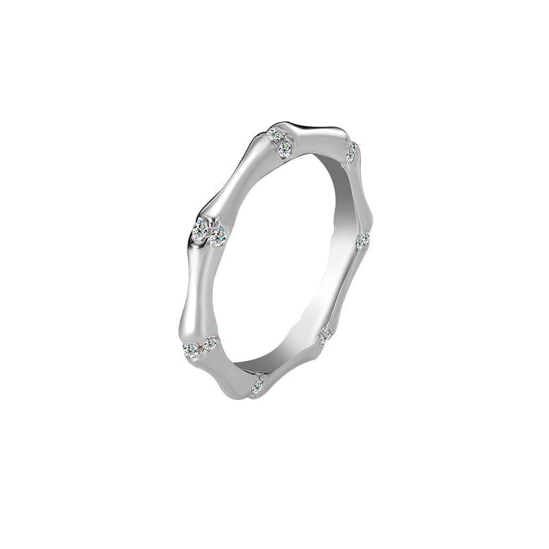 【#1】925 Sterling Silver Light Luxury Bamboo Knot Moissanite Ring