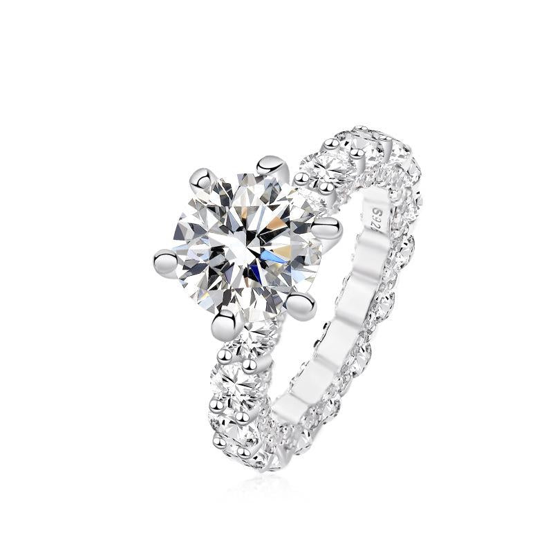 【#179】Classic Six-Claw 2CT Moissanite Ring In 925 Sterling Silver