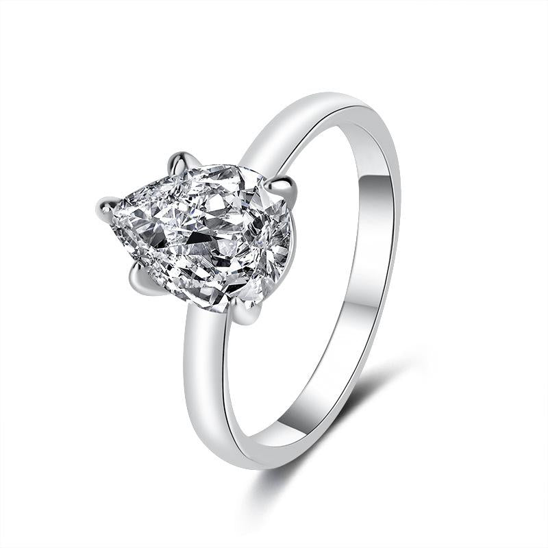【#26】925 Sterling Silver Pear Shape Moissanite Ring