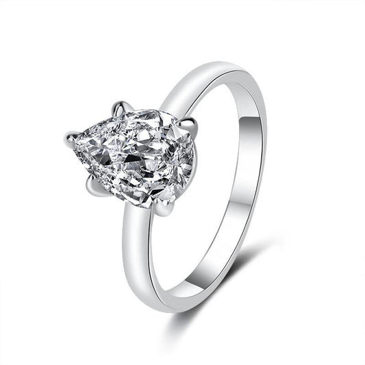 【#26】925 Sterling Silver Pear Shape Moissanite Ring