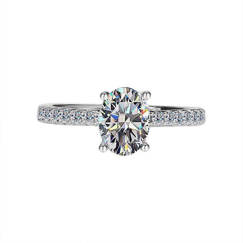 【#196】925 Sterling Silver 1.5CT Oval Shape Wedding Proposal Moissanite RIng