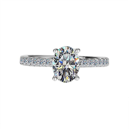 【#196】925 Sterling Silver 1.5CT Oval Shape Wedding Proposal Moissanite RIng