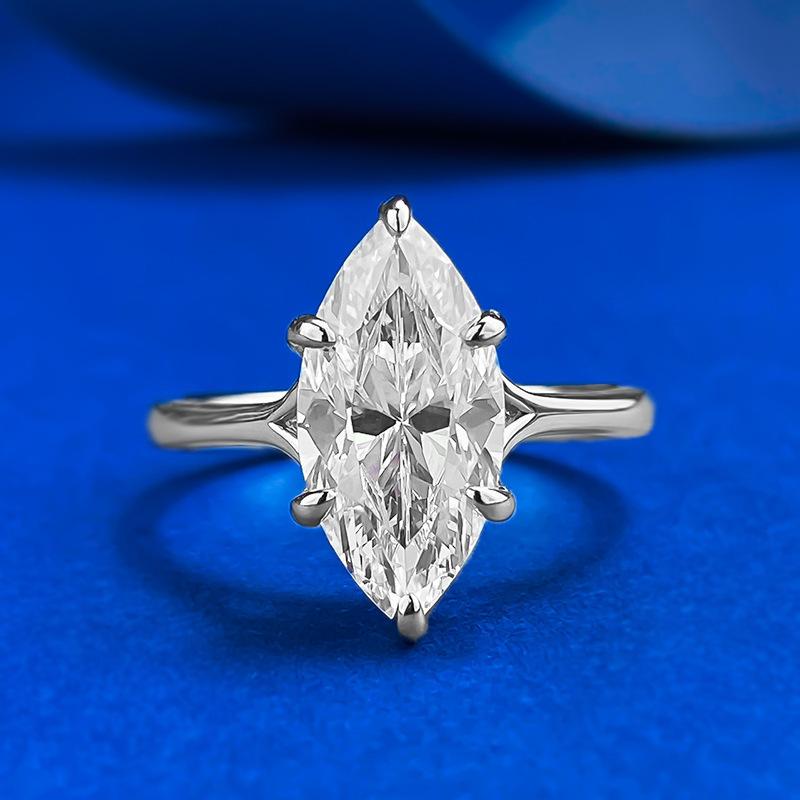 【T7】925 Sterling Silver 3CT Marquise Cut CZ Ring
