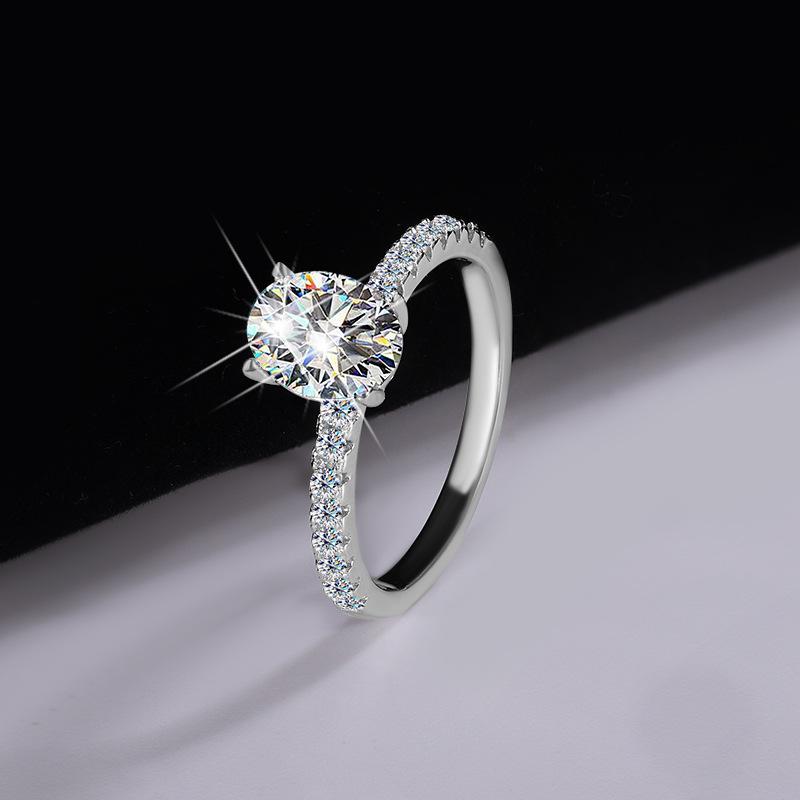 【#196】925 Sterling Silver 1.5CT Oval Shape Wedding Proposal Moissanite RIng