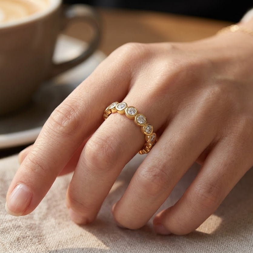 【#315】S925 Sterling Silver Moissanite Bezel Bubble Ring D Color Sparkle Wedding Engagement Stacking Rings Fine Jewelry